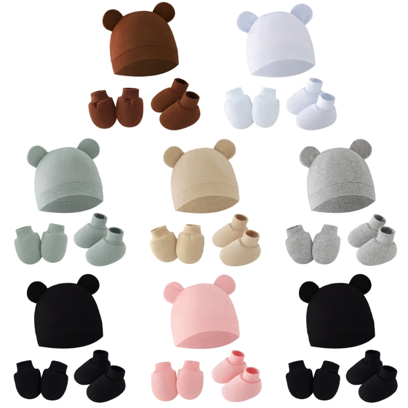 Baby Mittens Scratch - 1 Set topi Beanie bayi baru